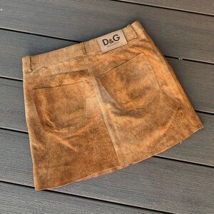Vintage Dolce & Gabbana Suede Leather Mini Skirt